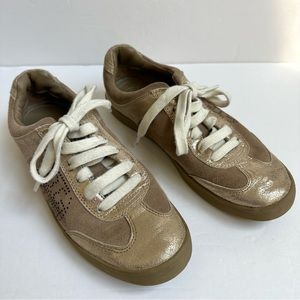 Tory Burch Gold and Tan Sneakers